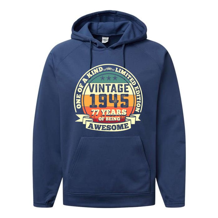 77th Birthday Vintage Tee Retro Awesome 1945 77 Years Old Tank Top Performance Fleece Hoodie