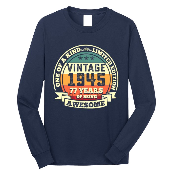 77th Birthday Vintage Tee Retro Awesome 1945 77 Years Old Tank Top Long Sleeve Shirt