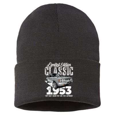 70th birthday Vintage Classic Car 1953 B-day 70 year old Sustainable Knit Beanie