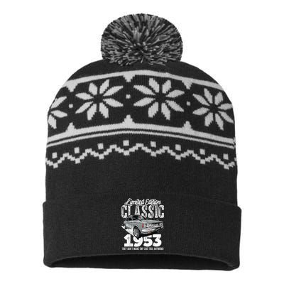 70th birthday Vintage Classic Car 1953 B-day 70 year old USA-Made Snowflake Beanie