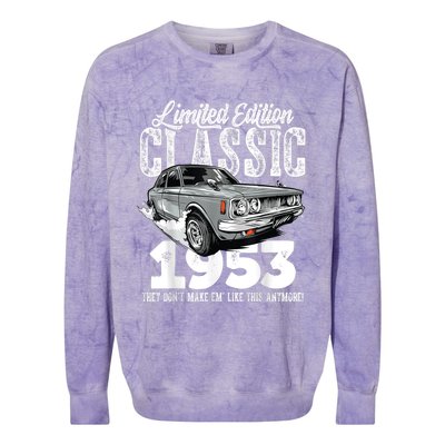 70th birthday Vintage Classic Car 1953 B-day 70 year old Colorblast Crewneck Sweatshirt