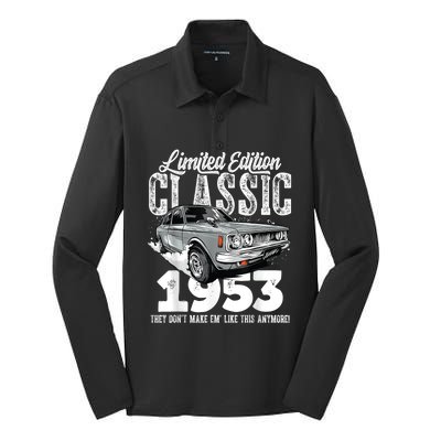 70th birthday Vintage Classic Car 1953 B-day 70 year old Silk Touch Performance Long Sleeve Polo