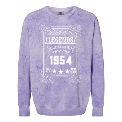 70th Birthday Vintage Legends Born In 1954 70 Years Old Colorblast Crewneck Sweatshirt