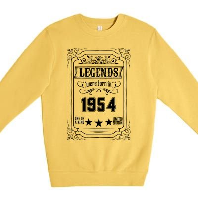 70th Birthday Vintage Legends Born In 1954 70 Years Old Premium Crewneck Sweatshirt