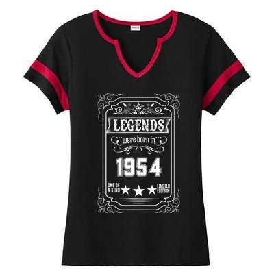 70th Birthday Vintage Legends Born In 1954 70 Years Old Ladies Halftime Notch Neck Tee