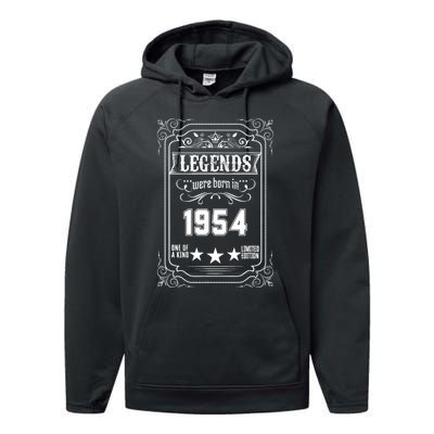 70th Birthday Vintage Legends Born In 1954 70 Years Old Performance Fleece Hoodie