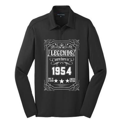 70th Birthday Vintage Legends Born In 1954 70 Years Old Silk Touch Performance Long Sleeve Polo