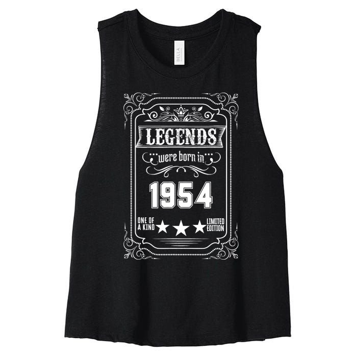 70th Birthday Vintage Legends Born In 1954 70 Years Old Women's Racerback Cropped Tank