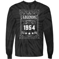 70th Birthday Vintage Legends Born In 1954 70 Years Old Tie-Dye Long Sleeve Shirt