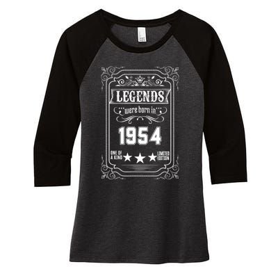 70th Birthday Vintage Legends Born In 1954 70 Years Old Women's Tri-Blend 3/4-Sleeve Raglan Shirt