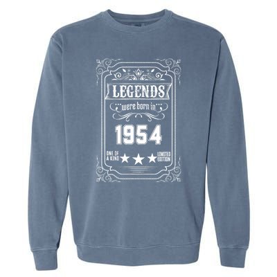 70th Birthday Vintage Legends Born In 1954 70 Years Old Garment-Dyed Sweatshirt