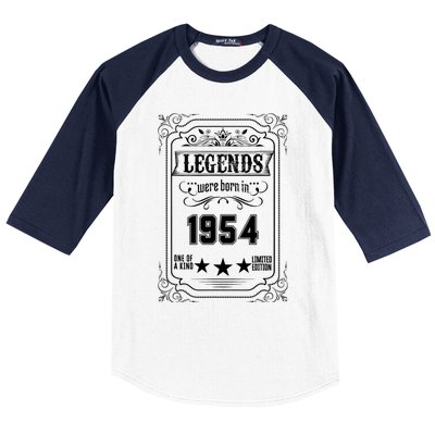 70th Birthday Vintage Legends Born In 1954 70 Years Old Baseball Sleeve Shirt