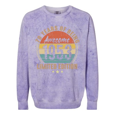 70th Birthday Vintage Limited Edition 1953 Colorblast Crewneck Sweatshirt