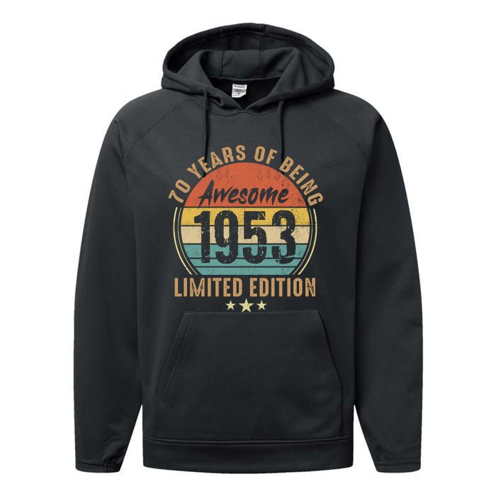 70th Birthday Vintage Limited Edition 1953 Performance Fleece Hoodie