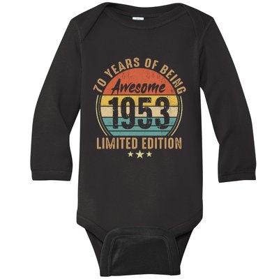 70th Birthday Vintage Limited Edition 1953 Baby Long Sleeve Bodysuit