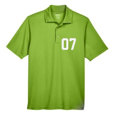 7 Cool Distressed Birthday Lucky Number Player 7th Men's Origin Performance Pique Polo