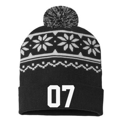 7 Cool Distressed Birthday Lucky Number Player 7th USA-Made Snowflake Beanie