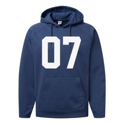 7 Cool Distressed Birthday Lucky Number Player 7th Performance Fleece Hoodie