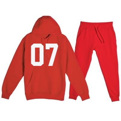 7 Cool Distressed Birthday Lucky Number Player 7th Premium Hooded Sweatsuit Set