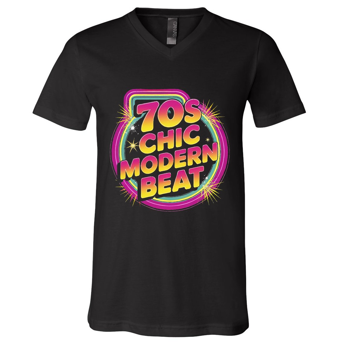 70s Chic Modern Beat Retro Groovy Funky Disco V-Neck T-Shirt
