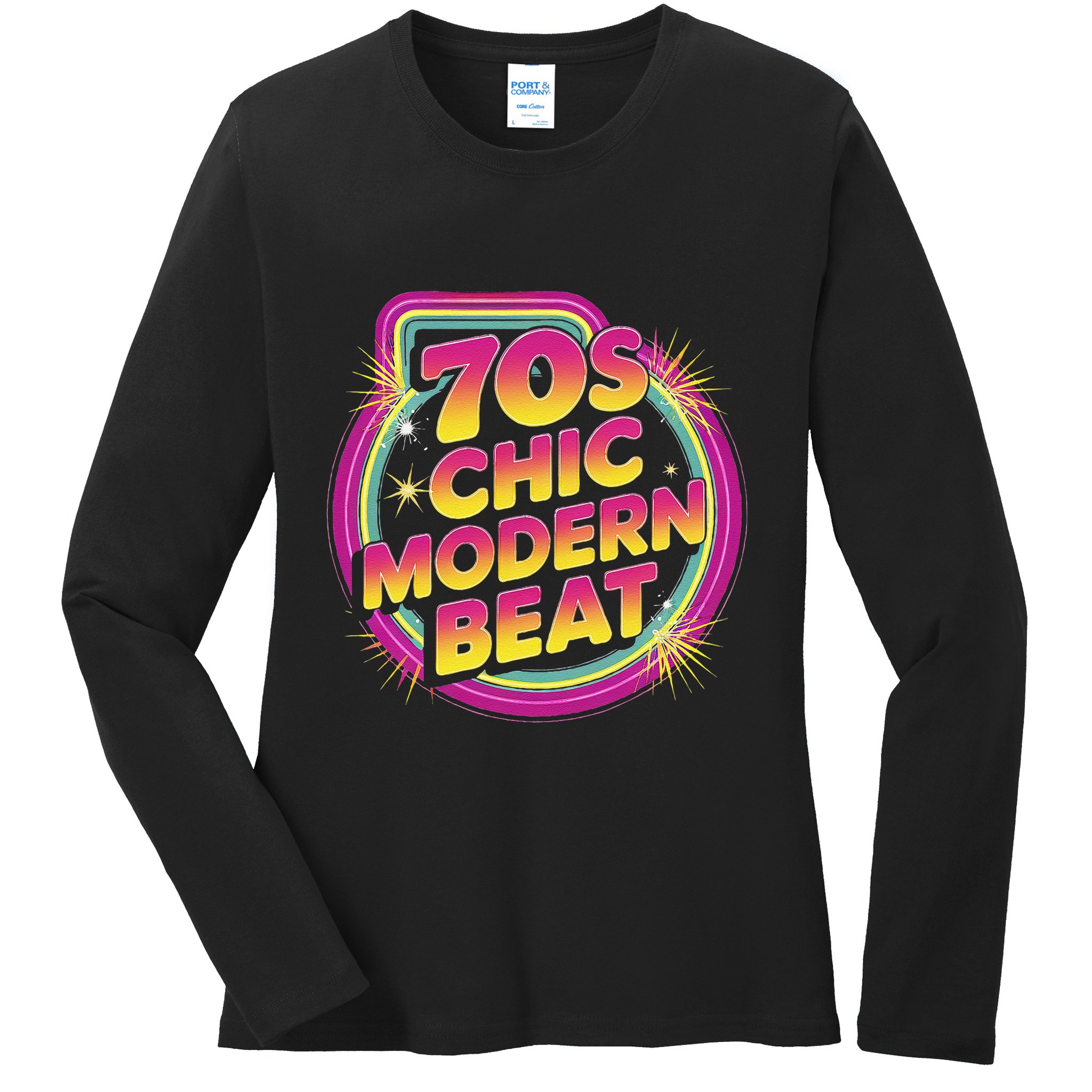 70s Chic Modern Beat Retro Groovy Funky Disco Ladies Long Sleeve Shirt