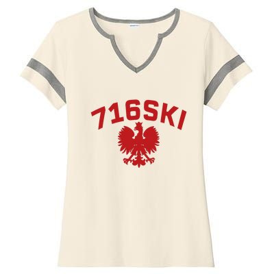 716SKI Dyngus Day Buffalo NY Polish Eagle Ladies Halftime Notch Neck Tee