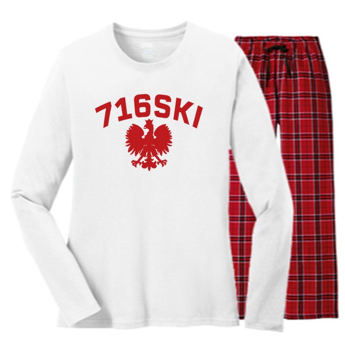 716SKI Dyngus Day Buffalo NY Polish Eagle Women's Long Sleeve Flannel Pajama Set 