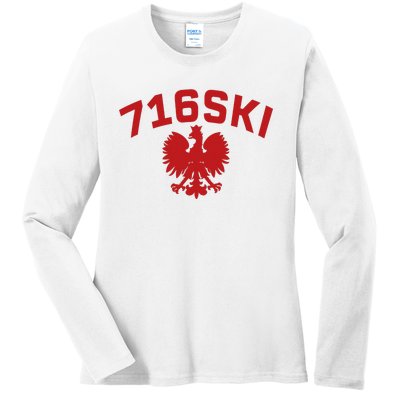 716SKI Dyngus Day Buffalo NY Polish Eagle Ladies Long Sleeve Shirt