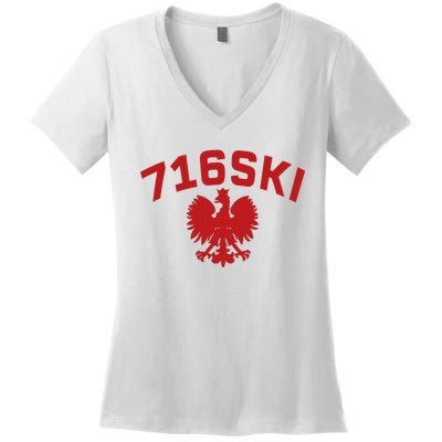 716SKI Dyngus Day Buffalo NY Polish Eagle Women's V-Neck T-Shirt