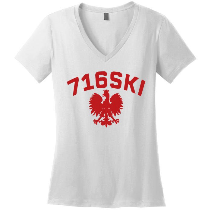 716SKI Dyngus Day Buffalo NY Polish Eagle Women's V-Neck T-Shirt