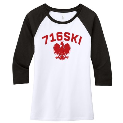 716SKI Dyngus Day Buffalo NY Polish Eagle Women's Tri-Blend 3/4-Sleeve Raglan Shirt