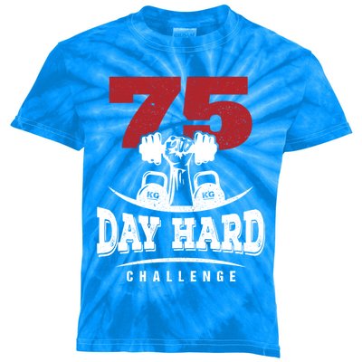 75 Day Hard Challenge Workout Motivation Gift Kids Tie-Dye T-Shirt