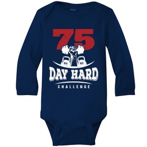 75 Day Hard Challenge Workout Motivation Gift Baby Long Sleeve Bodysuit