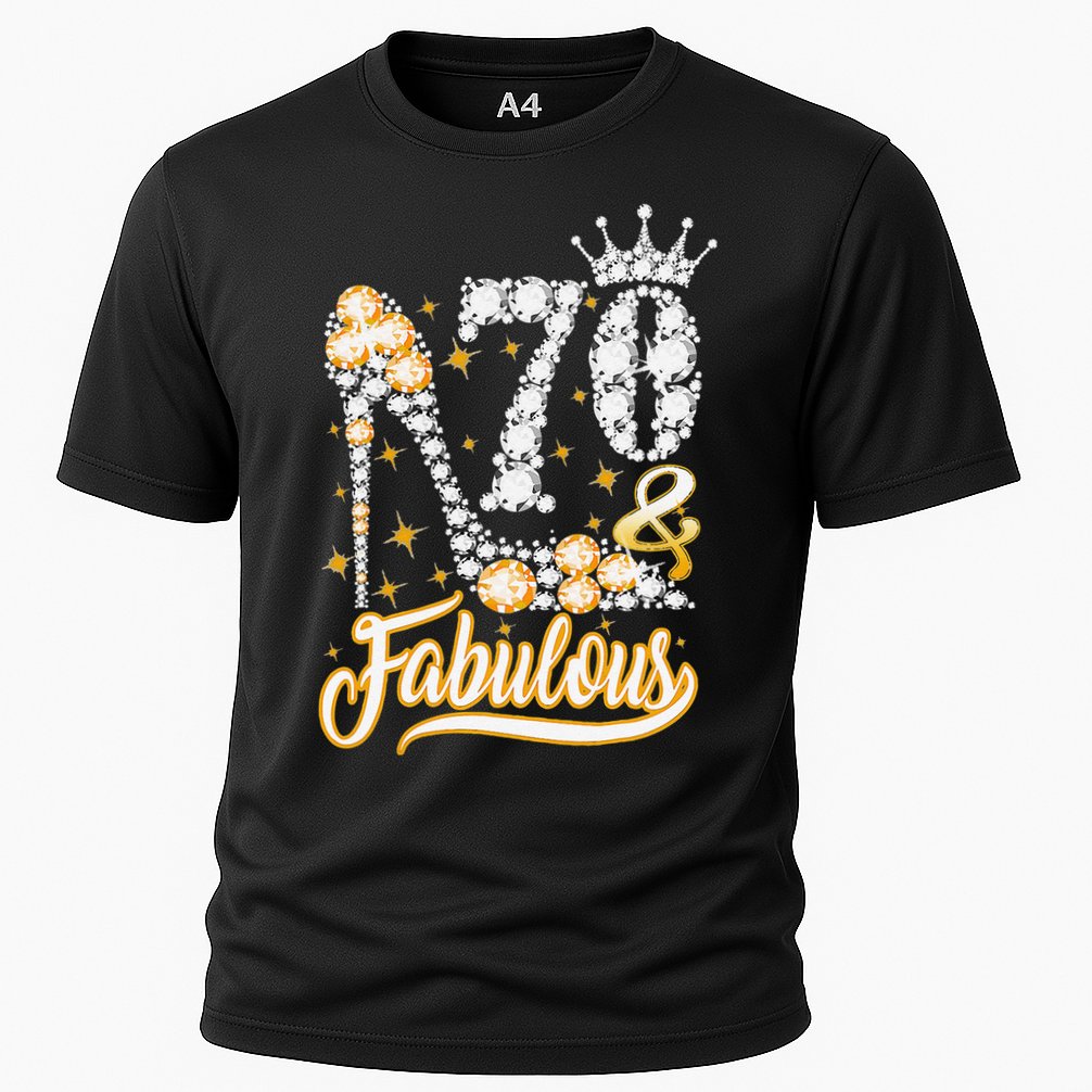 70 & Fabulous 70 Years Old 70th Birthday Diamond Crown Shoes Cooling Performance Crew T-Shirt