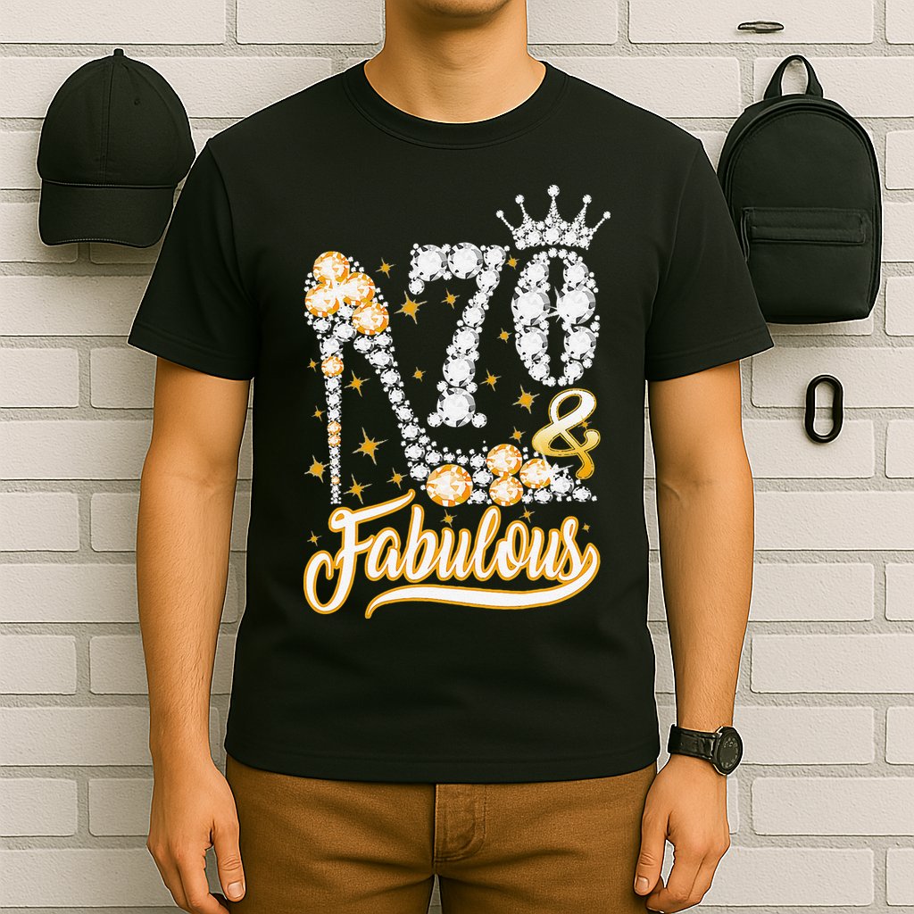 70 & Fabulous 70 Years Old 70th Birthday Diamond Crown Shoes T-Shirt