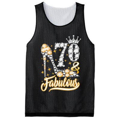70 & Fabulous 70 Years Old 70th Birthday Diamond Crown Shoes Mesh Reversible Basketball Jersey Tank