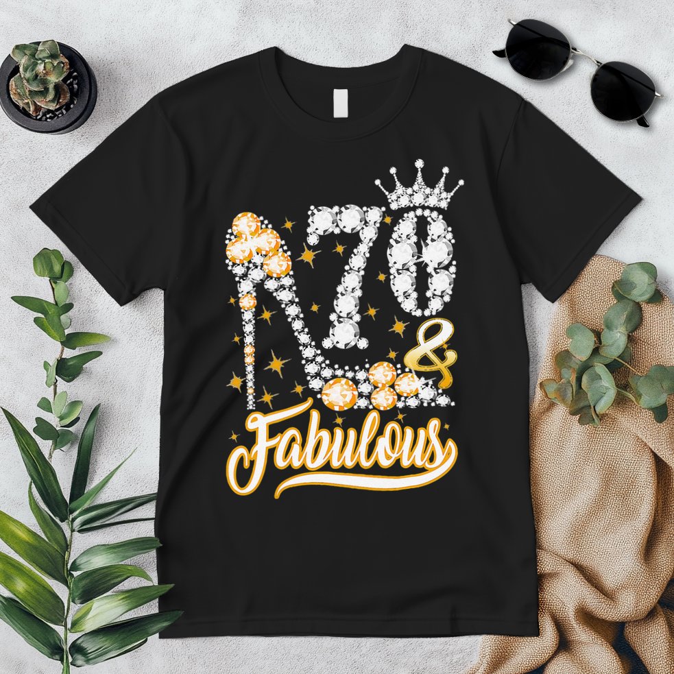 70 & Fabulous 70 Years Old 70th Birthday Diamond Crown Shoes Premium T-Shirt