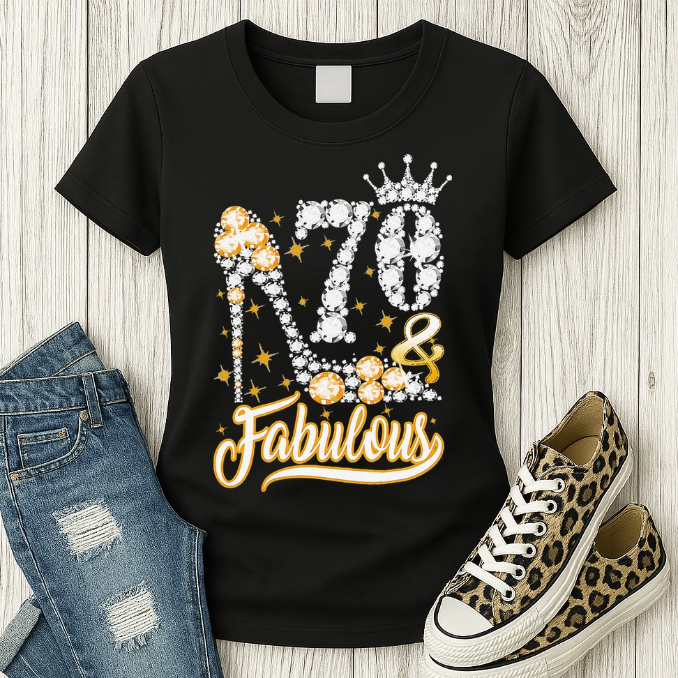 70 & Fabulous 70 Years Old 70th Birthday Diamond Crown Shoes Womens T-Shirt