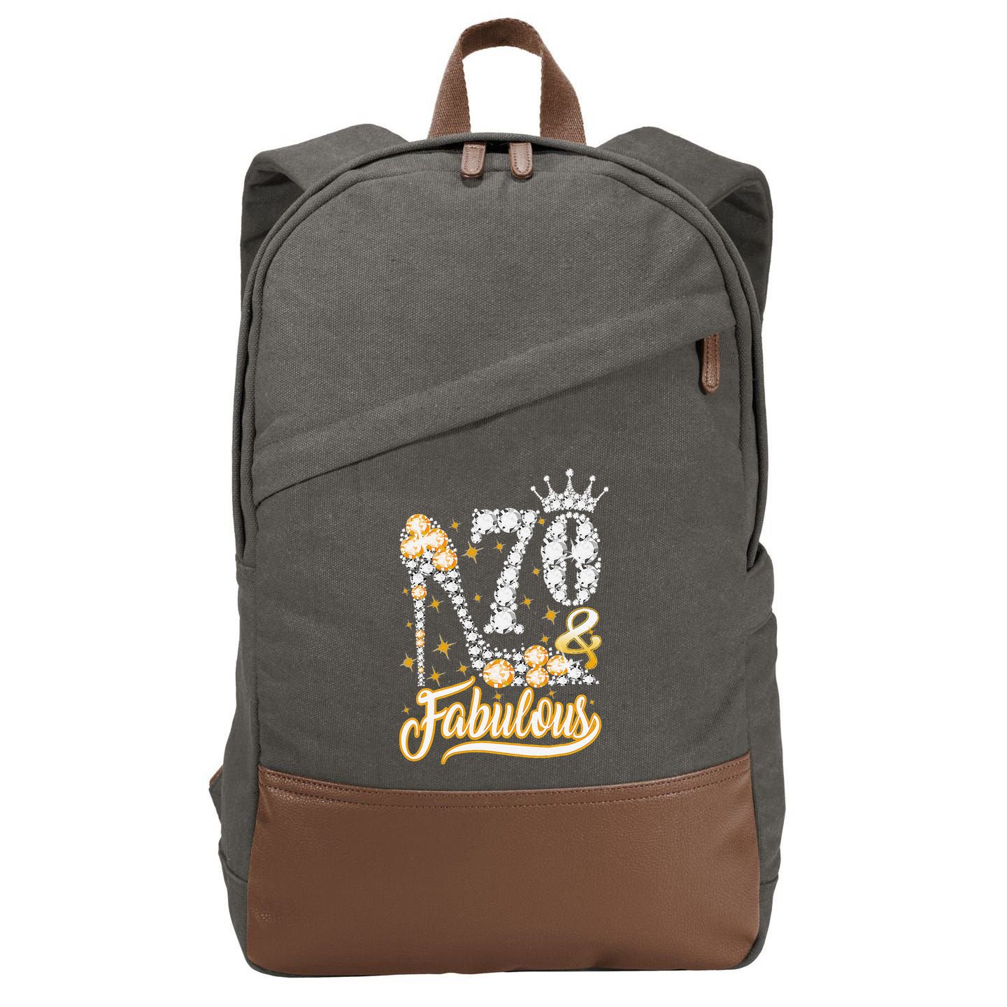 70 & Fabulous 70 Years Old 70th Birthday Diamond Crown Shoes Cotton Canvas Backpack