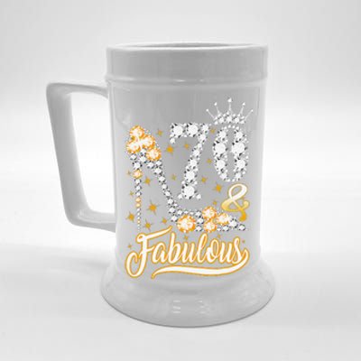 70 & Fabulous 70 Years Old 70th Birthday Diamond Crown Shoes Beer Stein