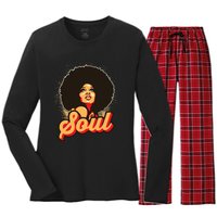 70s Funk Afro Women Soul Retro Vintage Style Graphic Women's Long Sleeve Flannel Pajama Set 