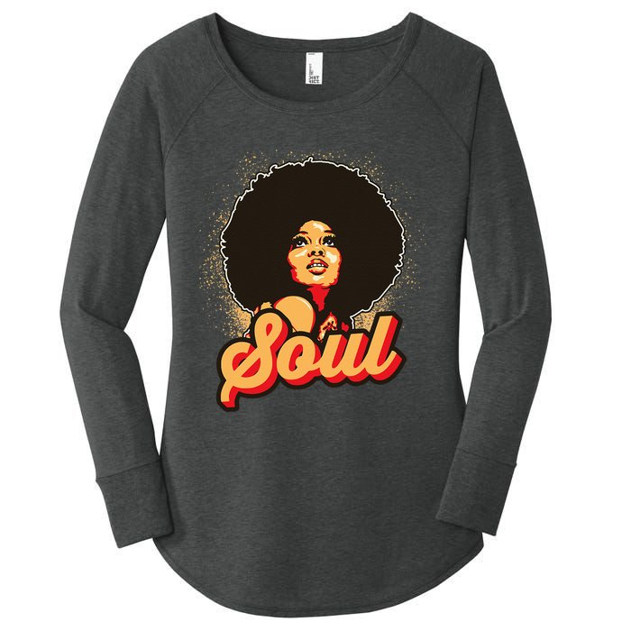 70s Funk Afro Women Soul Retro Vintage Style Graphic Women's Perfect Tri Tunic Long Sleeve Shirt