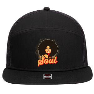 70s Funk Afro Women Soul Retro 7 Panel Mesh Trucker Snapback Hat