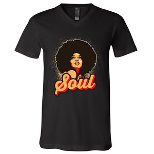 70s Funk Afro Women Soul Retro V-Neck T-Shirt