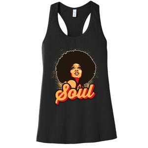 70s Funk Afro Women Soul Retro Women's Racerback Tank