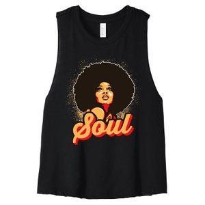 70s Funk Afro Women Soul Retro Women's Racerback Cropped Tank