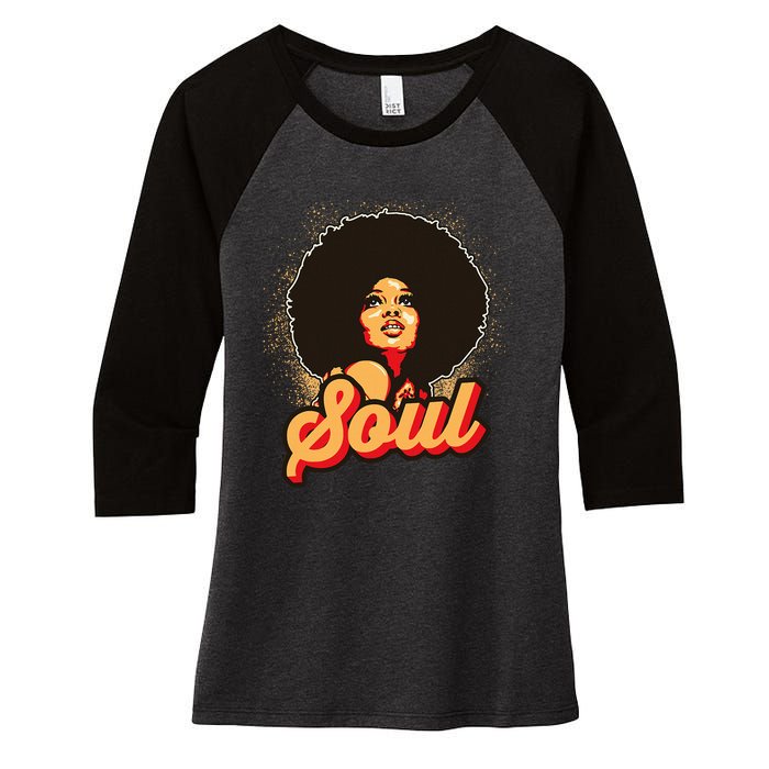 70s Funk Afro Women Soul Retro Women's Tri-Blend 3/4-Sleeve Raglan Shirt