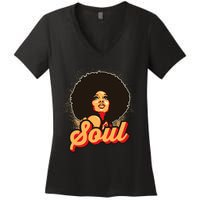 70s Funk Afro Women Soul Retro Women's V-Neck T-Shirt