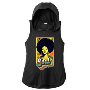 70s Funk Afro Soul Ladies PosiCharge Tri-Blend Wicking Draft Hoodie Tank