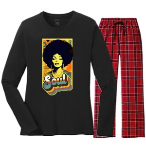 70s Funk Afro Soul Women's Long Sleeve Flannel Pajama Set 